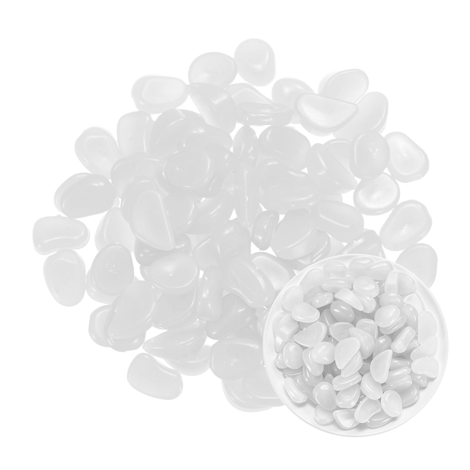 M METERXITY 100-Pack Glow in the Dark Rocks 1.06" Resin Garden, White — image 1