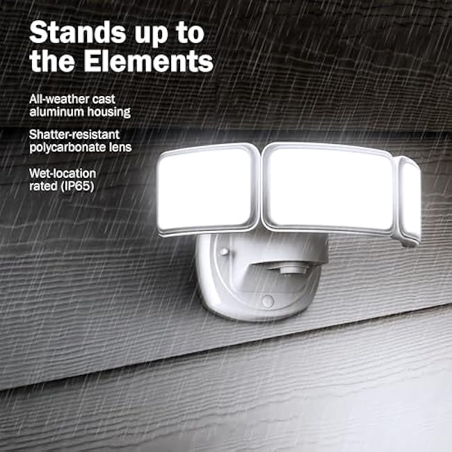 Feit Electric LED White Security Floodlight 3 Head Flood Light S10.5TFL/3CCT/DD/WH