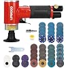 Pneumatic Mini Orbital Sander Grinder Polisher Kit, 2 inch Air Right Angle Surface Prep Tool with 41pcs Roll Lock Discs