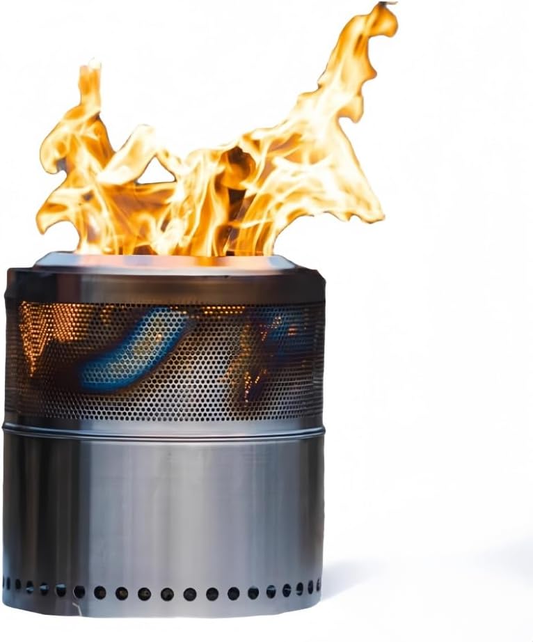 WXQフレイムストーブ 、無煙ファイヤーピット、ステンレススチール製、分割ボディ、 庭の暖炉 薪ストーブ 二次燃焼 ステンレス キャ