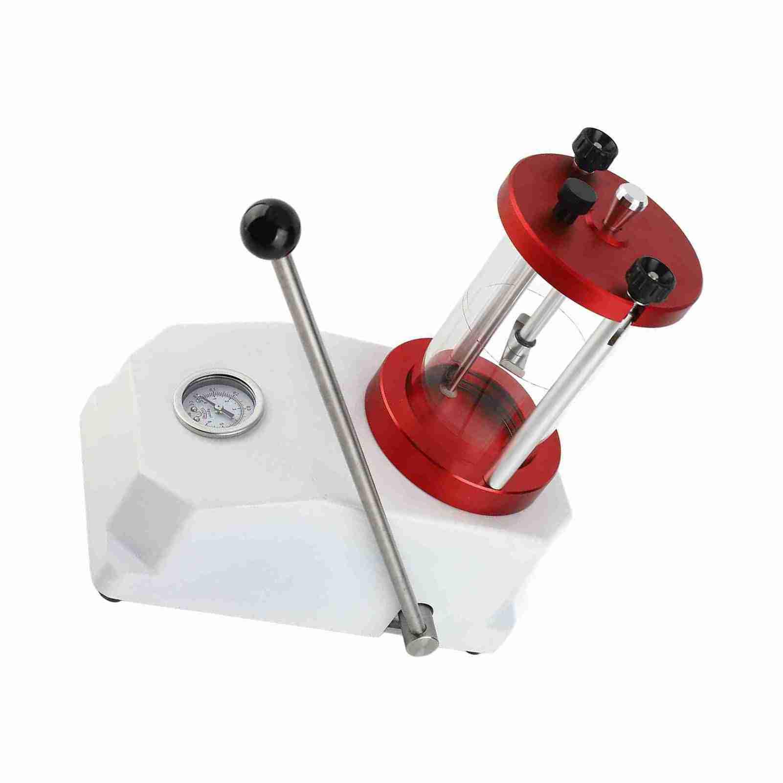 Tester per orologi impermeabile, macchina per test di pressione professionale per doppio orologio, cilindro trasparente per orologiai, materiale in lega, 240 mm, misura orologi 2,