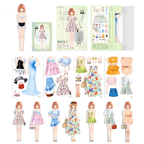 人形衣替えおもちゃ きせかえ人形おもちゃ 磁気式 ドールパズル コスチューム 紙ドレスアップ人形 ブック紙ドレスアップ人形 着せ替え おままごと おもちゃ おせわパーツ おせわいっぱい 服パズル カラフル 紙人形 安全 クリスマス ギフト