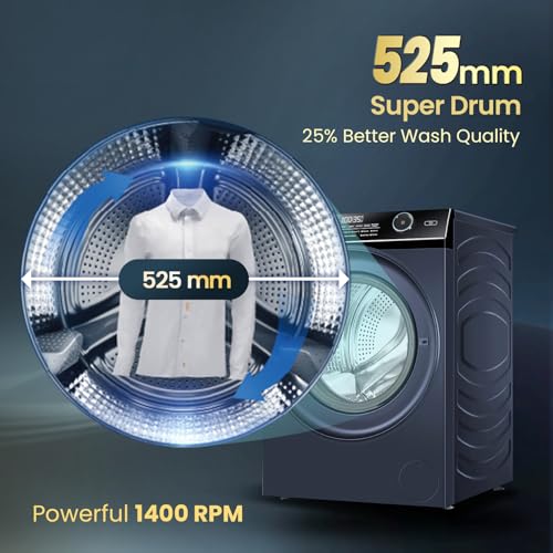 Image of Haier 11Kg 5 Star, AI Smart Wash with PuriSteam & i-Refresh, Direct Motion Motor, WiFi, 525 mm Super Drum, Inbuilt Heater, Fully Automatic Front Load Washer & Dryer (EFLD110-DM14IEICBKU1 | Black)