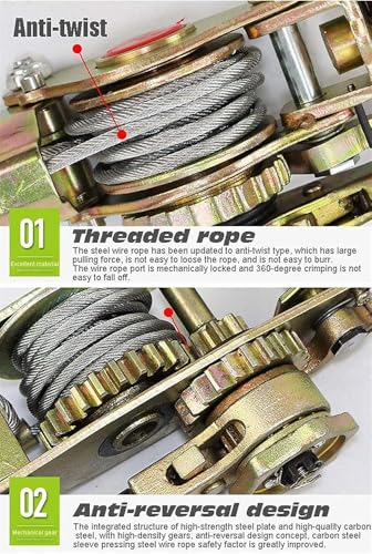 Tire-câble à cliquet robuste et câble de frein pour levage - 4