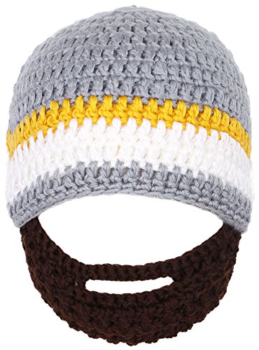 Simplicity Toddler's Winter Warm Knit Bearded Face Mask Beanie, Gery Grey