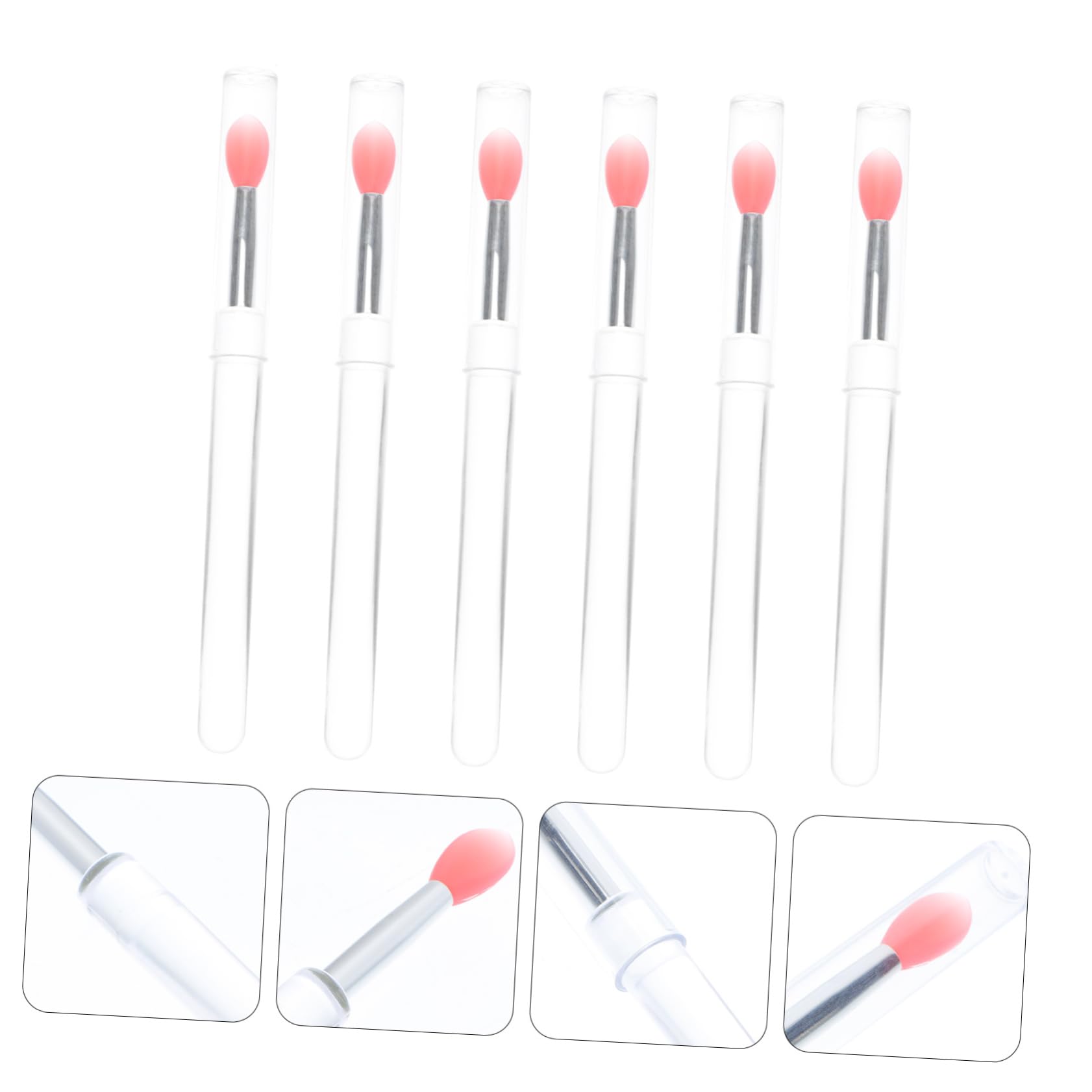 AUTSUPPL Silicone Lipstick Pen Mask Brush 6pcs Set Precision Applicator Portable for Travel Home