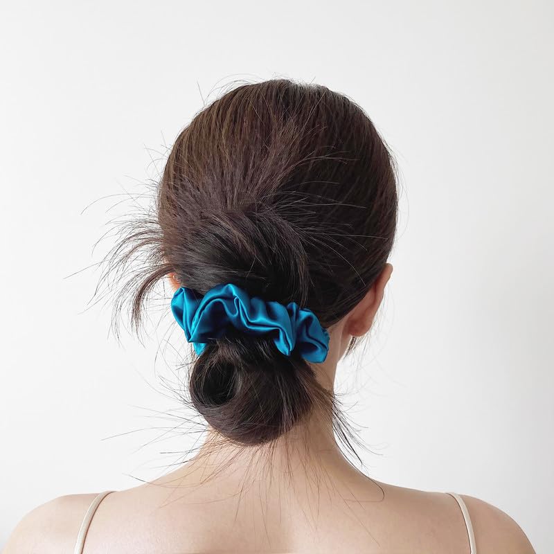 townssilk Silk Hair Tie, 100% Pure Mulberry Silk, 22 Momme, Gentle on Hair, Luxurious, Bouncy Hair Ties. 1 Piece Peacock Blue - Image 3