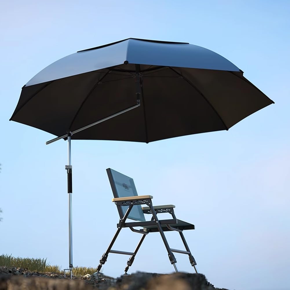 Generisch Tragbarer Reiseschirm mit UV-Schutz 50+, 240 cm Leichter Strandschirm mit Neigungs und Höhenverstellung, Angeln Schirm mit Tragetasche und Anker