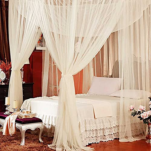 IUMÉ 蚊帳 大型 蚊帳 吊り下げ モスキートネット 底なし 蚊帳 かや 展開サイズ約幅190cm×長さ210cm×高さ240cm 吊り下げ用紐とフック付き 虫 蚊 侵入 防止 シャンパン色