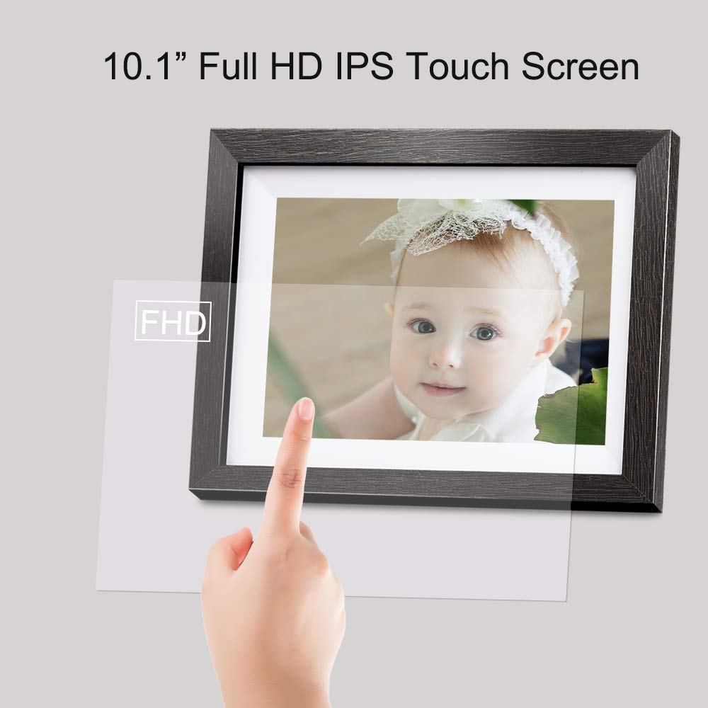 BIHIWOIA Digital Picture Frame WiFi Digital Photo Frame, 10.1 inch IPS Screen, Built-in 16GB Storage, Send Pictures and Videos to Digital Frame via Frameo APP from Anywhere (Black)