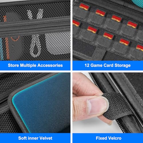 Image of QuoLumPIA Large Capacity Carrying Case for Nintendo Switch 2(2025|7.9inch)&Accessories,with 12 Game Card Slots /Hard /Snowflake Fabric Storage Bag /Flocked Lining /Waterproof /Dustproof /Anti-scratch,Gray