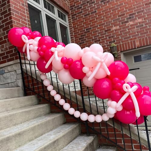 Image of Pink Balloons, 60Pcs 12in Hot Pink Balloons | Latex Balloons for Girls Women Birthday Valentine's Day Wedding Party Decoration