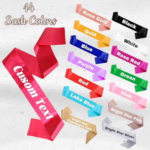 Custom Sash Personalized Satin Sash with Text & Icons for Pageants, Bride to Be,Birthday,Bachelorette,Prom Queen4