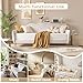 VELOCAVA Twin Size Upholstered Daybed with Cloud-Shaped Backrest, Modern Linen Sofa Bed with Metal Legs, Wood Slat Support for Bedroom, Living Room, Guest Room, Beige White