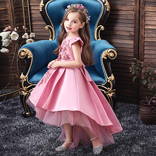 Flower Girls Wedding Tulle Dresses Princess High Low Beaded Pageant Prom Birthday Party Evening Dance Ball Gown4