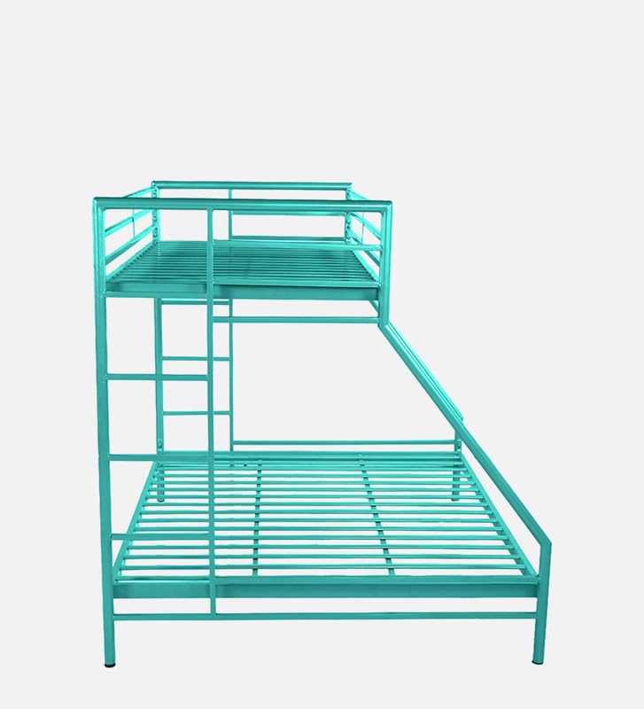 Image of Twin Over Twin Metal Bunk Bed | Bunk Bed Without Storage for Kids & Adult | Double Decker Cot for Kids Room | Space-Saving | Metal Bunker Cot (Mattress Included) (Base Blue)