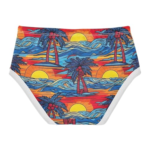 Stylized Colorful Palm Trees Panties Little Girl Toddler Underwear Floral Cotton Personalized Kids Undies Briefs 2t2