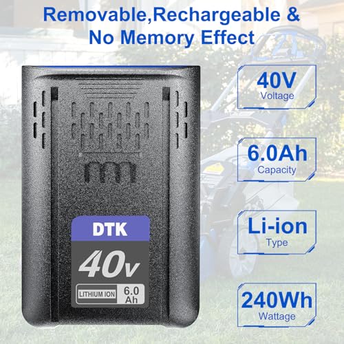 DTK Replacement for Kobalt 40V Battery 6000mAh KPM1040A-03, KM-1640-06, KM 4040-06, Cordless Power Tool Batteries 2 Packs