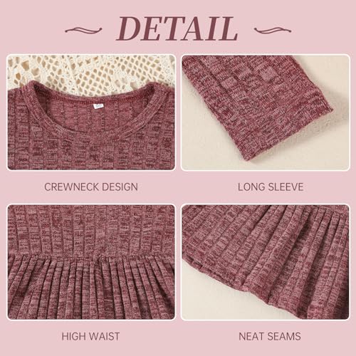 Image of Toddler Baby Girl Long Sleeve Dress Girls Knit Sweater Dresses Tiered Kids Swing Holiday Clothes Fall Winter
