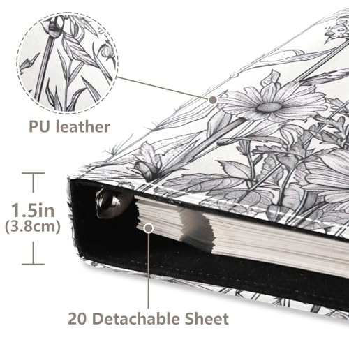 Álbum de Fotos Autoadhesivo DIY Scrapbook con Flores Blanco y Negro, Encuadernador de 3 Argollas, 40 Páginas, 8x10 para Recuerdos miniatura 4