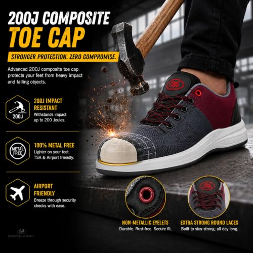 Image of Allen Cooper Safety Shoe ACF 11711, Ultra Lightweight, 200J Composite Toe Cap, Anti-Static | Heat, Water & Oil Resistant, Anti-Skid DD-PU Sole | Size 09 INDIA /UK