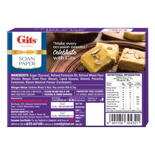 Image of GITS Soan Papdi, Ready to Eat Indian Dessert, Pure Veg, 500g