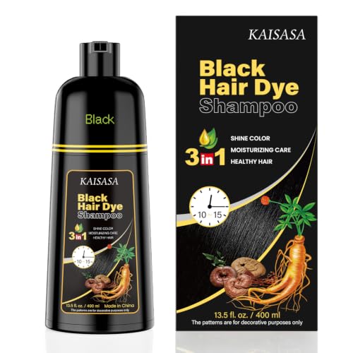 Image of KAISASA Black Hair Dye Shampoo 3 in 1 for Gray Hair, Women & Men