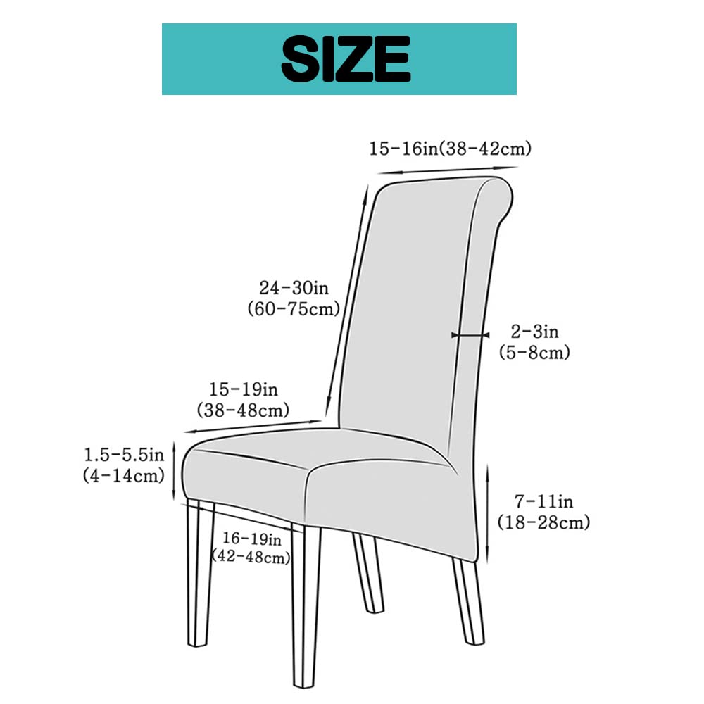 lygooh Waterproof PU Leather XL Chair Covers for Dining Chair Stretch High Back Large Chair Covers Washable Removable Seat Covers Chair Protector Slipcover for Dining Kitchen