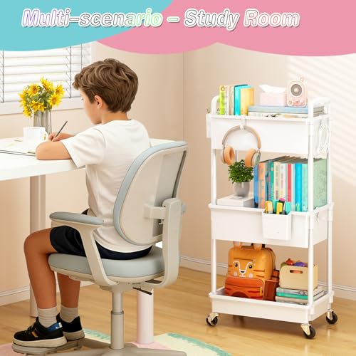 Image of SUNALLY Baby Diaper Caddy Cart, 3 Tier Rolling Diaper Cart with Lockable Wheels for Nursery Essentials, Large Capacity & Easy Assemble Diaper Storage Organizer for Newborn,New Mom, White