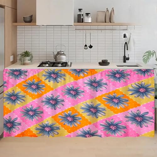Image of Multipurpose Kitchen Sink Curtain | Under Sink Cabinet Cover Curtain | Waterproof Printed Kitchen Sink Curtain | Home & Kitchen Decor Curtain (Multi Flower, Pack of 1)