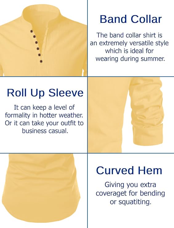 Image of FINIVO FASHION Men's Cotton Blend Regular Full Sleeve Straight Short Kurta Shirt, Casual and Formal Wear