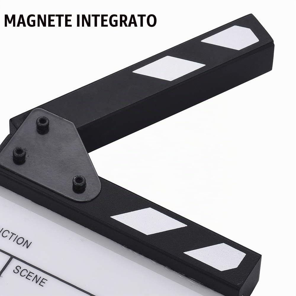 Docooler Compatto Acrilico di Dimensioni Compatte Assicura a Secco TV Film Regista Filmato Azione Scena Clapper Board Slate