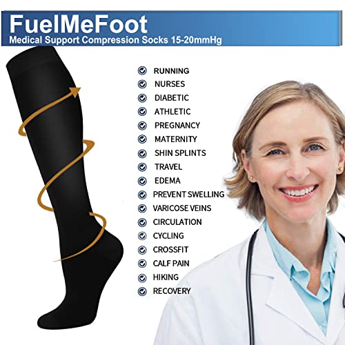 Image of FuelMeFoot 3 Pack Copper Compression Socks - Compression Socks Women & Men Circulation - Best for Medical,Running,Athletic