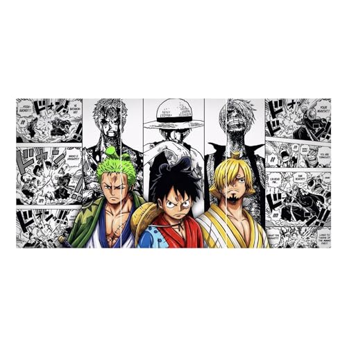 Image of Aniculture One Piece Luffy, Zoro & Sanji Split Poster Set of 3, A4 Size Each - Panoramic Anime Wall Art Collage - 300 GSM Ultra HD Print Quality - Self-Adhesive - 24 x12 Inches Large Decor