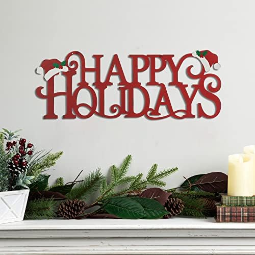 Glitzhome Happy Holidays Wall Sign, Metal Cutout Words Christmas ...