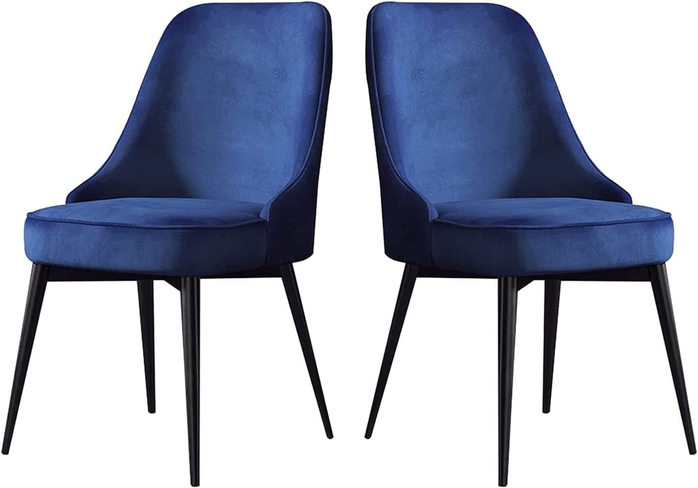 Velvet Kitchen Chairs Set of 2 Office Lounge Dining Bedroom Makeup Chair with Black Legs Living Room Chairs(Blue)