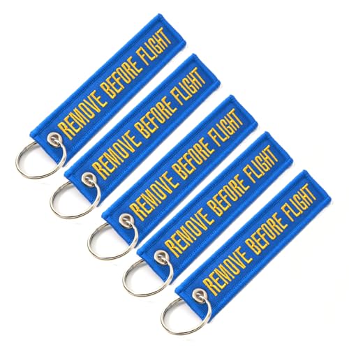 Retirer avant le vol porte-clés avec broderie double face haute densité jaune bleu - 2
