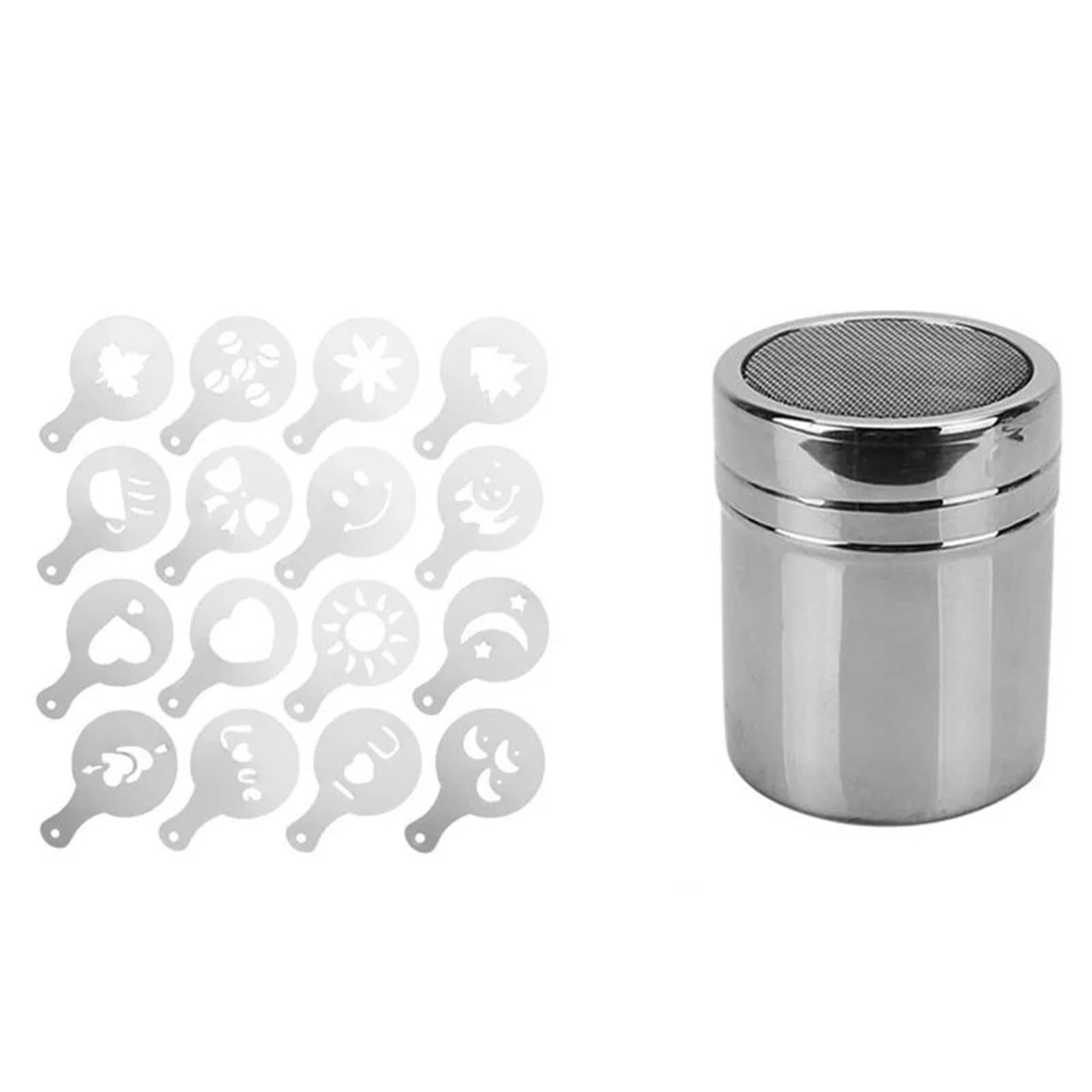 2PCS Plantilla de Escritura café Coctelera Chocolate para Casa | Plantilla de plantilla de café con tamiz de harina de cacao 32 for dibujar en café