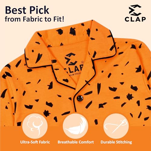 Image of CLAP Kids Cotton Printed Full Sleeves Night Suit