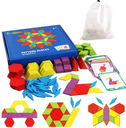 MonteSpi Montessori Juguetes a partir de 3, 4, 5 y 6 años – Tangram niños formas geométricas rompecabezas de madera – 155 formas geométricas y 24 tarjetas de diseño