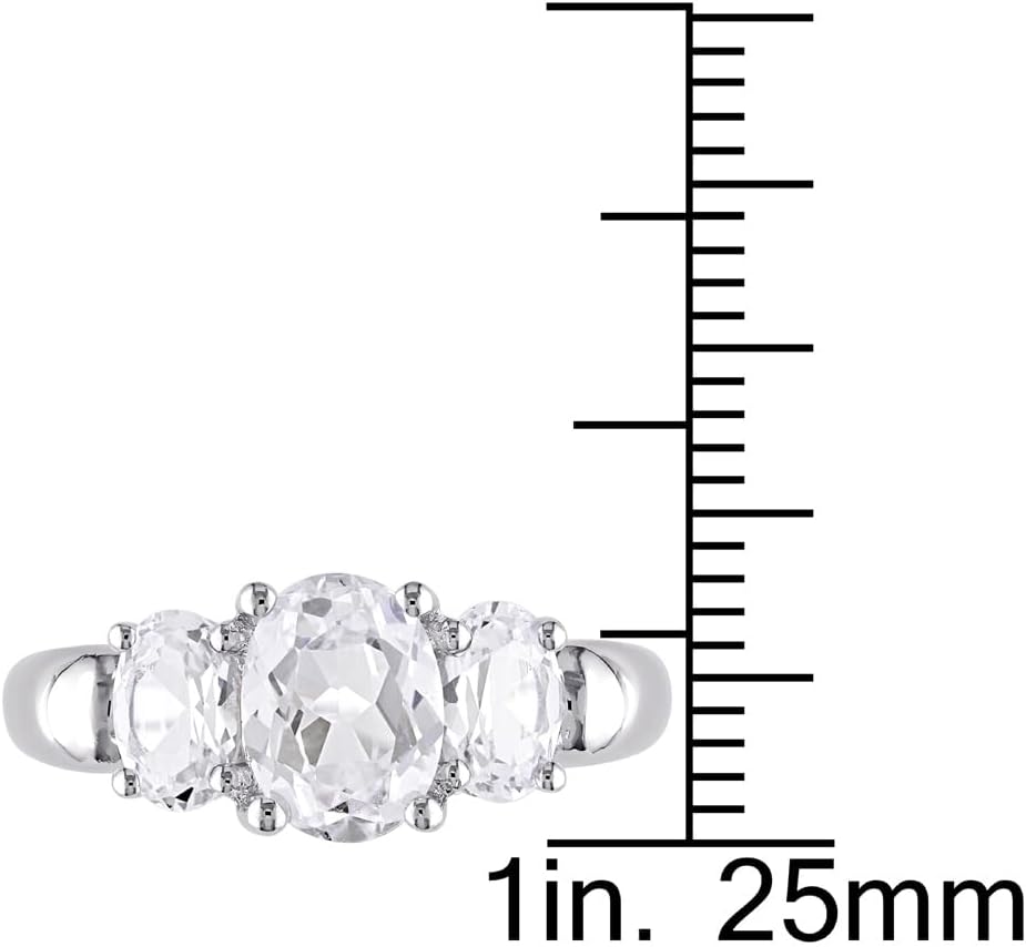 3 1/2 Carat (ctw) Lab-Created White Sapphire Three Stone Ring in Sterling Silver
