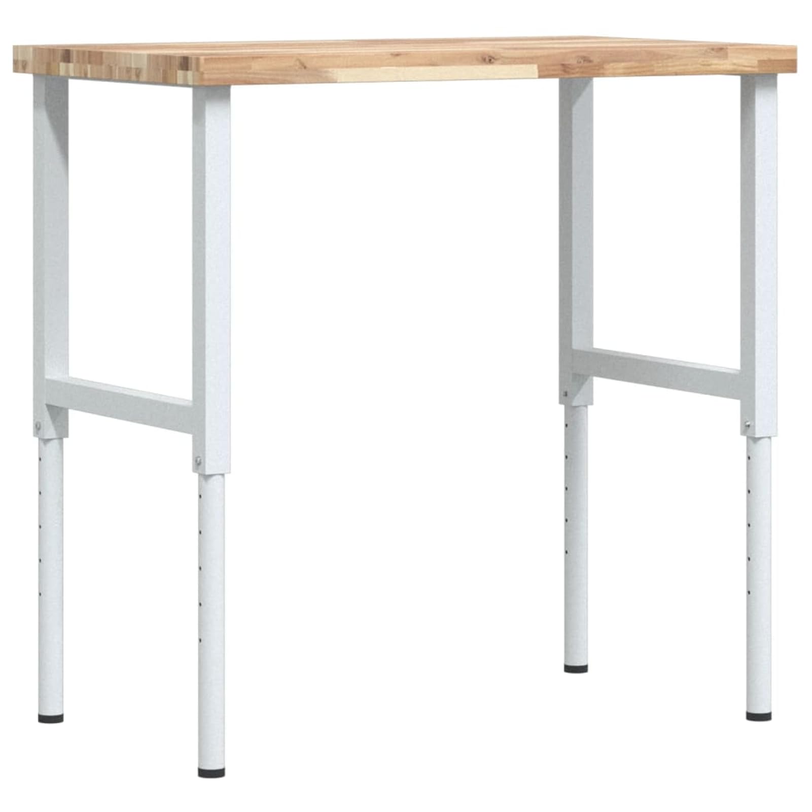 Homgoday Banco da Lavoro in Legno massello di Acacia Non trattato con Gambe in Metallo Grigio Regolabili 100x60x(73-995) cm