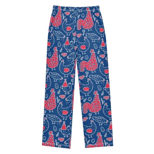 ZZXXB Rooster Chick Boys Long Pants Soft Trousers Elastic Waist Kids Lounge Bottoms with Pockets S-XL