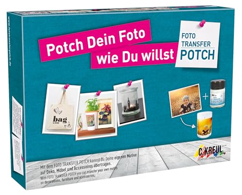 KREUL 49980 - Foto Transfer Potch Set avec médium de transfert photo, vernis de finition, pinceau et raclette Pour le transfert d'impressions, de coupures de presse et...
