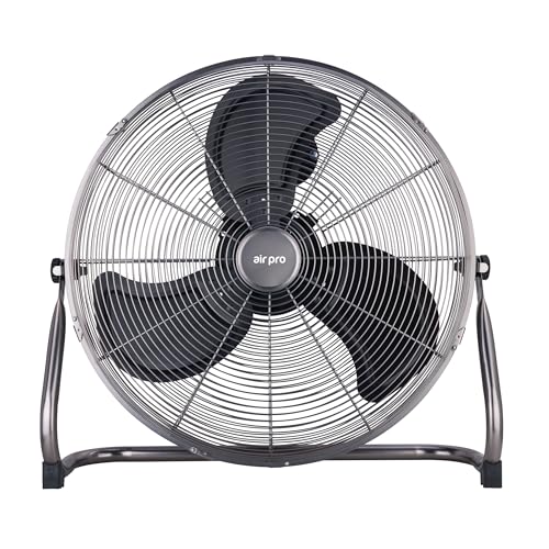 Air Pro 20" Floor Fan - Powerful Air Cooling & Circulating Fan with 3 Speed Setting & Adjustable Tilt - Indoor Home, Office, Gym Fan Quiet Portable Electric Fan with Metal Blade & Body 1.6m Long Cable