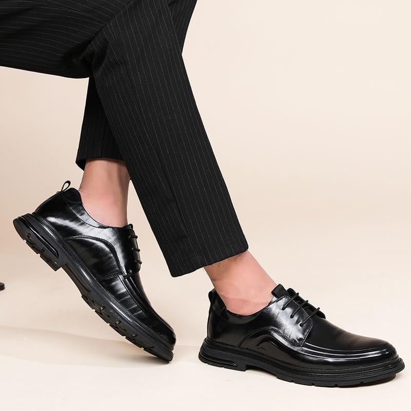 Men's Dress Shoes Comfortable Breathable Leather Upper Men's Lace-ups Rubber Soft Sole Shoes Stable Grippy and Elegant Shoes for Men2