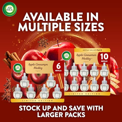 Air Wick Plug In Refill Apple Cinnamon Medley Fall Scent Essential Oils 7ct | 7ct Air Wick scented oil refills in Apple Cinnamon Medley, infused with essential oils for a warm fall scent. - image 7