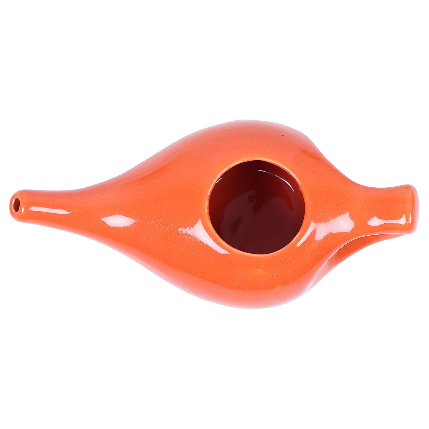 QIMACPLUS Leak-Proof Durable Ceramic Jal Neti Pot | Non-Metallic, Lead-Free, Microwave & Dishwasher Safe with Comfortable Grip | 1 PCS (220 ML) Orange 2