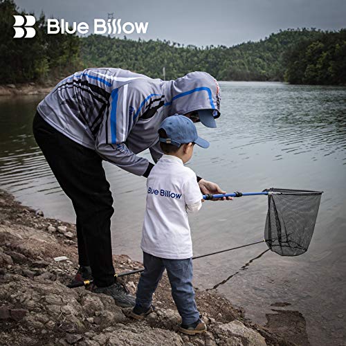 Blue Billow Fishing Net With Long Robust Telescopic Handle For Freshwater And Saltwater,Extend To 50.8 Inch,Foldable Nylon Mesh Landing Net #TOP6