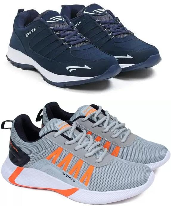 ango Men's Sports Running Shoes Stylish Design, Pack of 2 Multicolor-picture-42